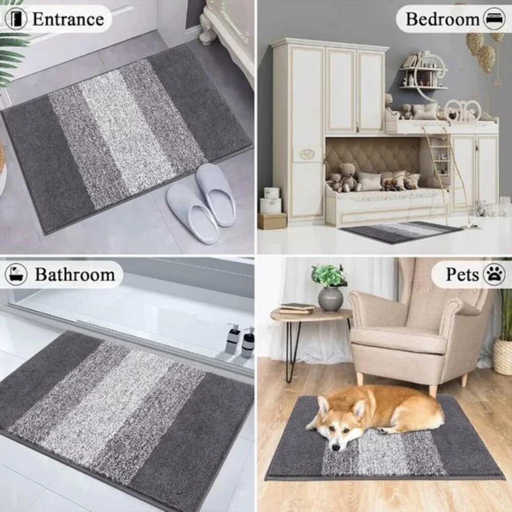 20x32Inch Indoor Doormat, Non-Slip, Absorbent Mud Trapper Mat for Entryway, Grey